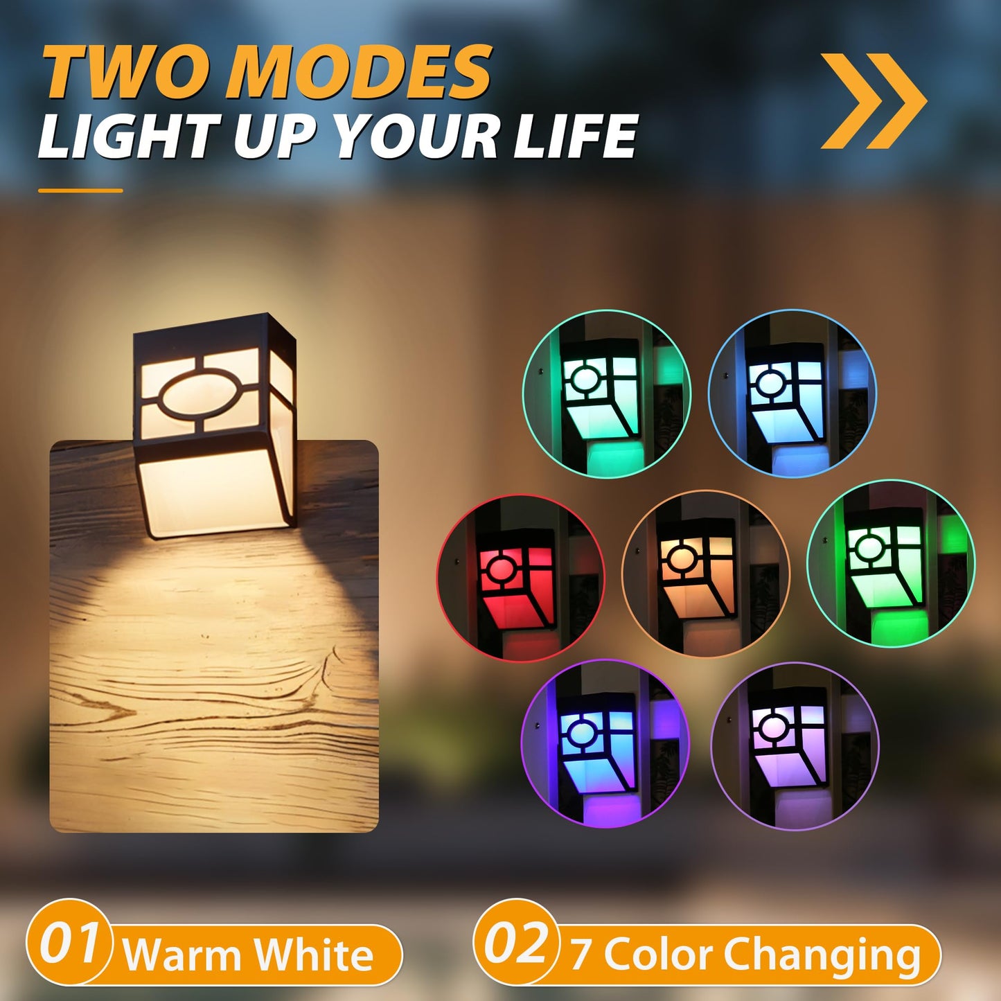 Otdair Solar Lights Outdoor, 8 Pack Warm White/Multicolour Led Decorative Fence Lights, Waterproof Plastic For Deck, Patio, Yard