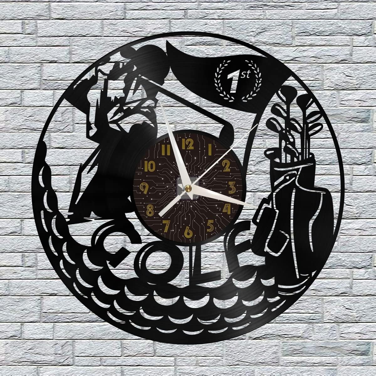 Golf Decoration Vinyl Wall Clock, Vinyl Record Clock Wall Art Silent & Non-Ticking(12 inchs C)