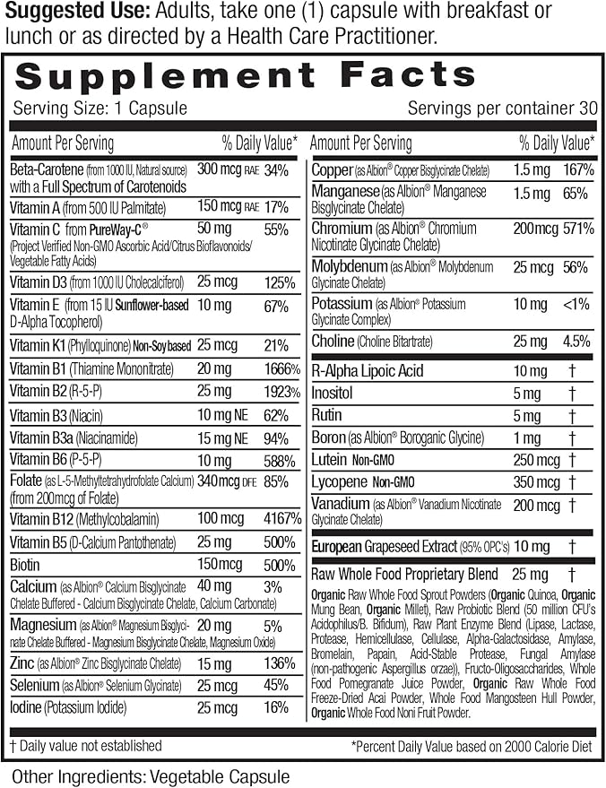 EMERALD LABS Men's 1 Daily Multi - Additive-Free Men's Multivitamin - Includes Lycopene, Zinc, Vitamin D3, & More - Supports Bones, Prostate & Vision* - 30 Vegetable Capsules