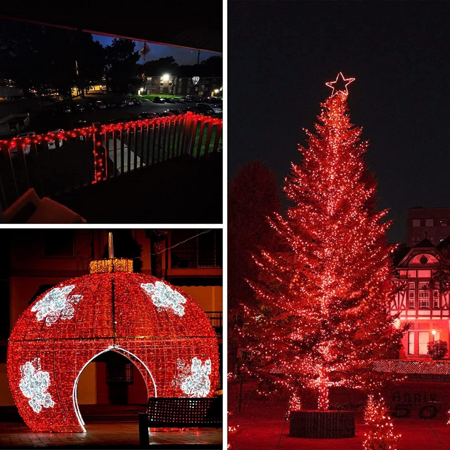BHCLIGHT 66Ft 200 LED Christmas Fairy Lights, Red & Cool White, Waterproof, 8 Modes, Timer, Indoor/Outdoor Decor, Model MLS-D4.5V1.35