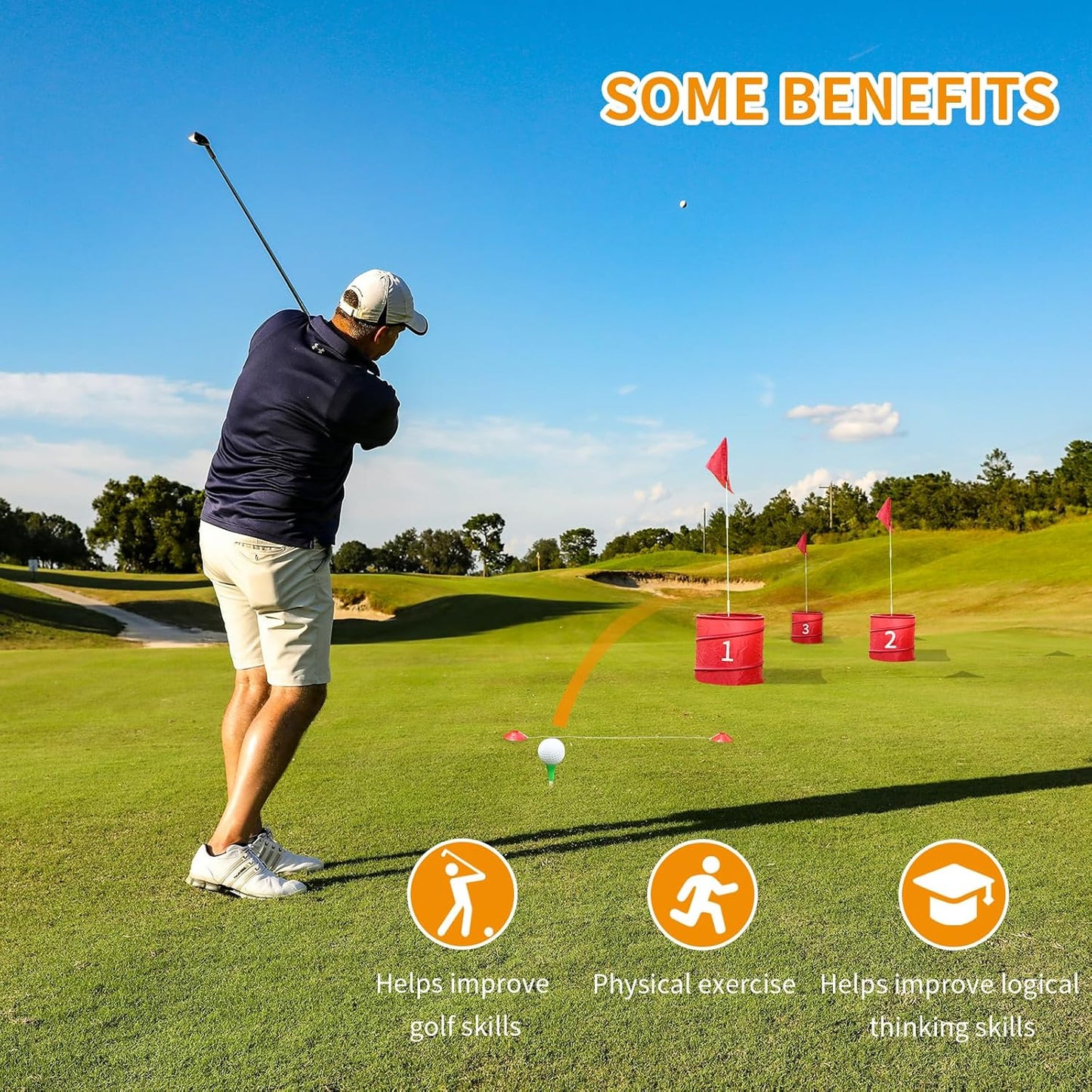 6 Pcs Backyard Golf Outdoor Game with 2 Clubs-Outdoor Golf Yard Game for Practice, Golf Chipping Game for Adults and Family,Beach,Camping,Lawm,Park