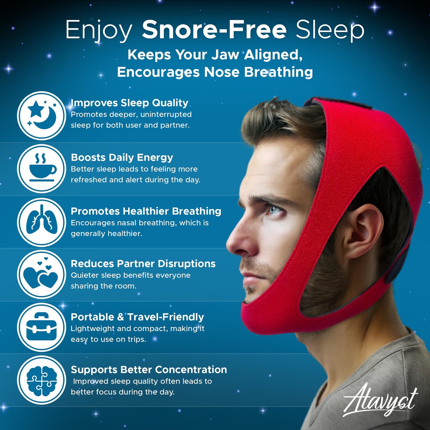 Ruby Style - Chin Strap for Sleeping - Chin Strap for CPAP Users - Keep Mouth Closed While Sleeping - Anti Snoring Chin Strap for Men and Women - Snore Stopper - Snoring Solution -Sleep Aid