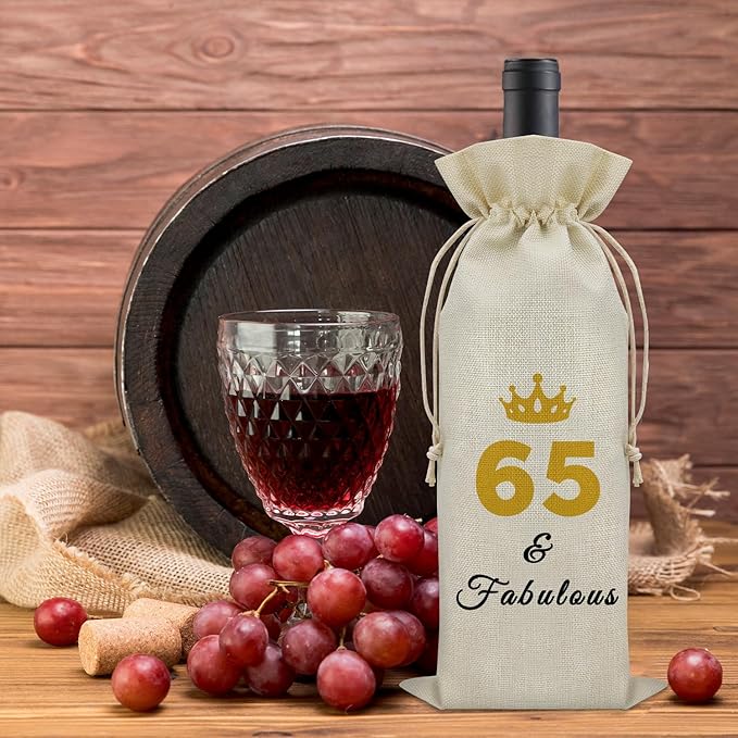 Sazuwu 65 Years Old Birthday Gifts for Women Men Wine Bag Happy 65th Birthday Gifts for Mom Dad Wine Accessories Gifts for Wine Lovers Gifts for Someone Turning Sixty 1959 Birthday Gifts