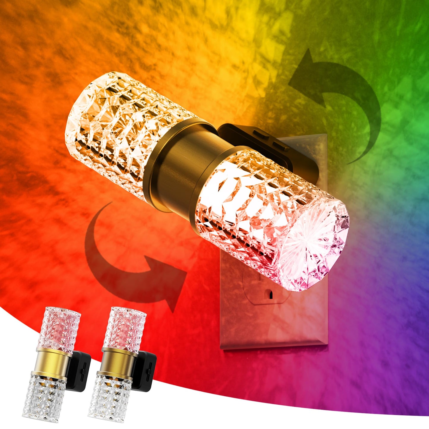 L Lohas Led Night Light  Night Lights Plug Into Wall  2 Pack 10-Color Rgb Change Nightlights 10/50/100Lm Adjustable Automatic Nightlights Plug In With Dusk To Dawn Sensor For Room Bathroom Hallway