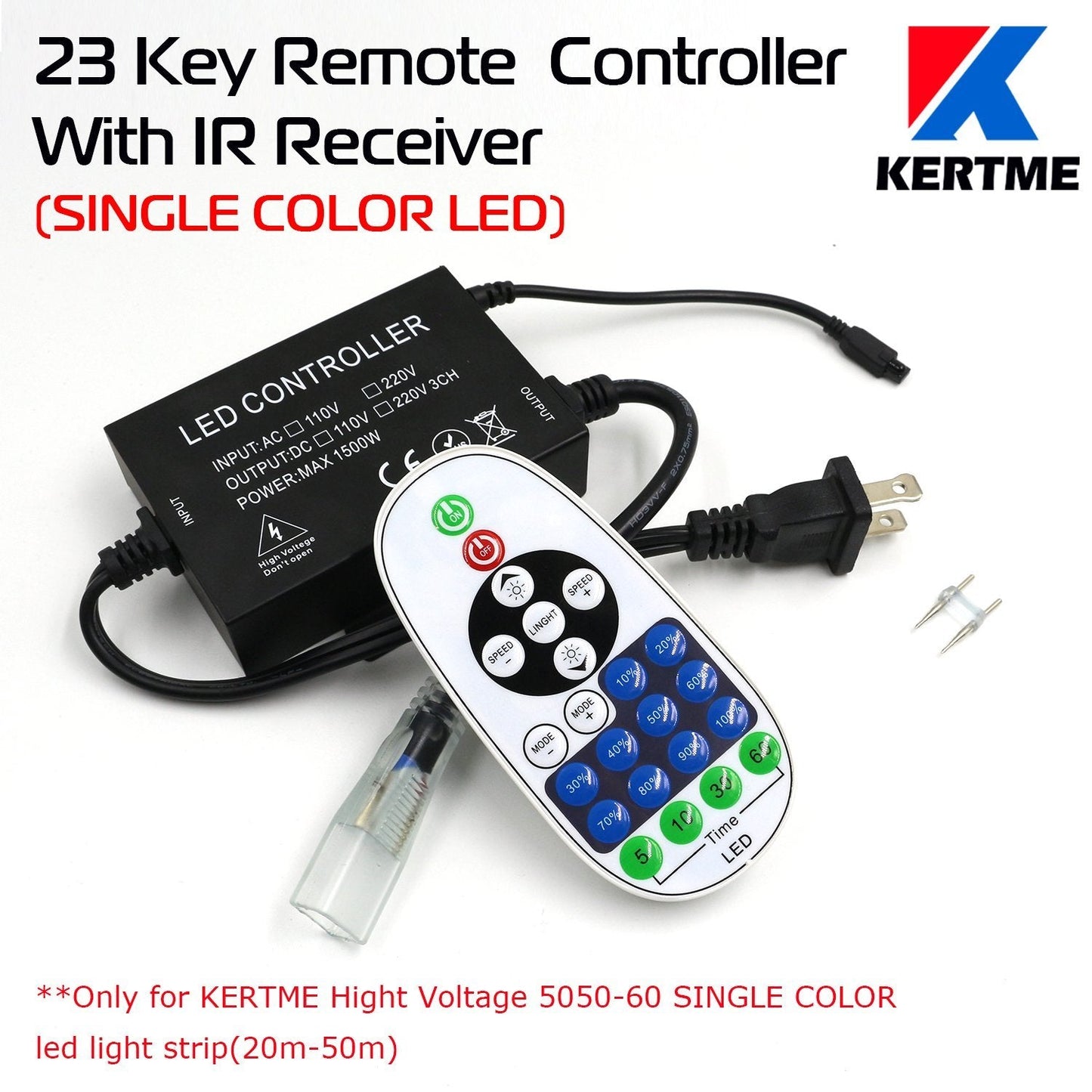 Kertme 5050-60 Led Strip Lights, 50M Warm White, Waterproof, Dimmable With Remote, Flexible Rope Light For Home/Garden Decoration