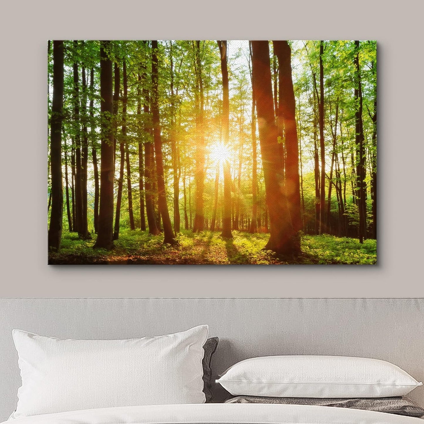 wall26 Canvas Print Wall Art Sunrise Over The Green Forest Nature Wilderness Photography Modern Art Rustic Scenic Colorful for Living Room, Bedroom, Office - 16"x24"