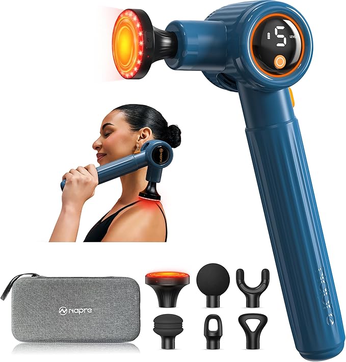NAPRE Massage Gun with Heat,Massage Gun Deep Tissue with Extension Handle & 3 Adjustable Angles,Valentine's Day Gifts,Hand...