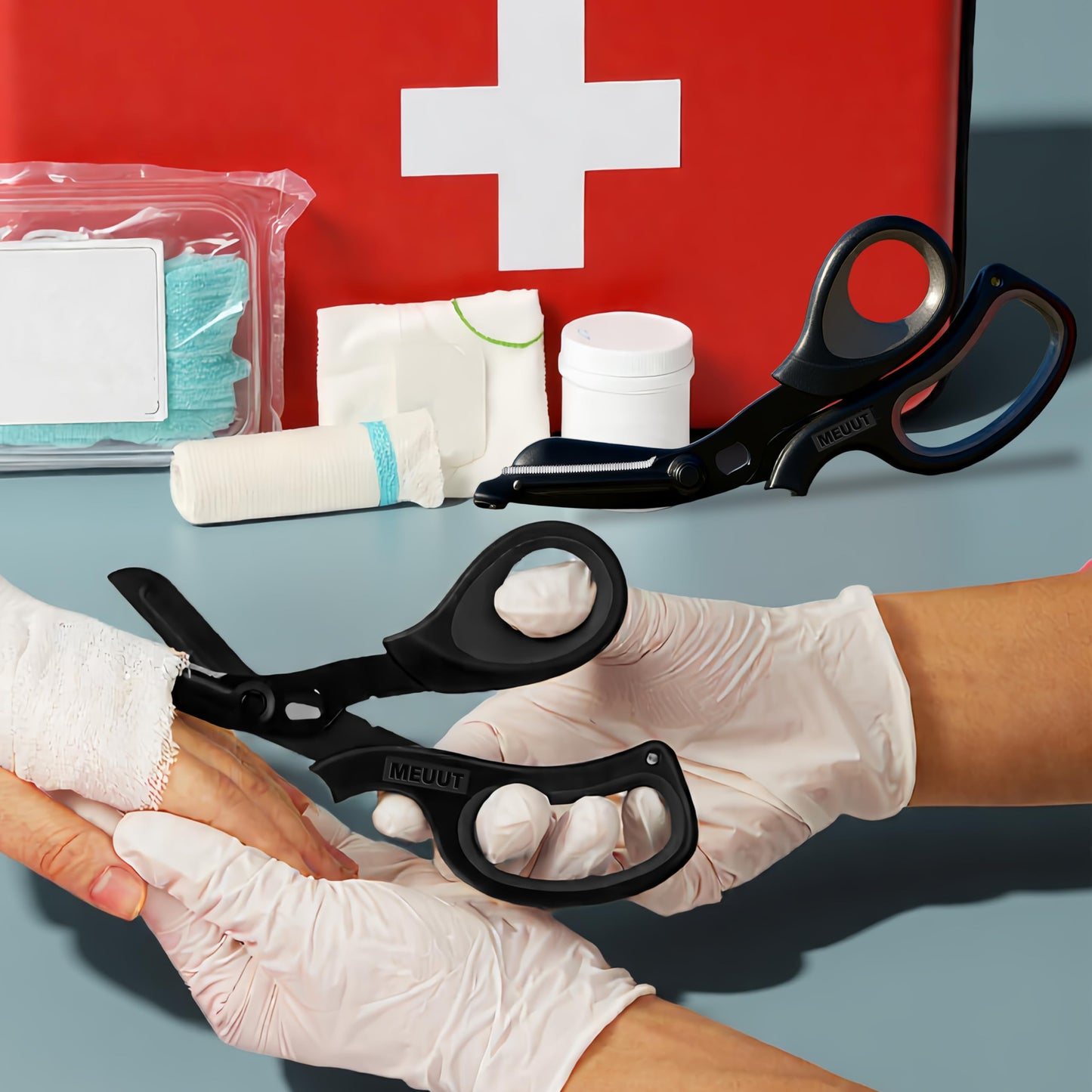 MEUUT 2 Pack Medical Scissors Trauma Shears for Left and Right Hand -Patented Bandage Scissors All Purpose with Non-Stick Blades, Surgical Grade Shears Stainless Steel EMT Scissors for Nurses EMT