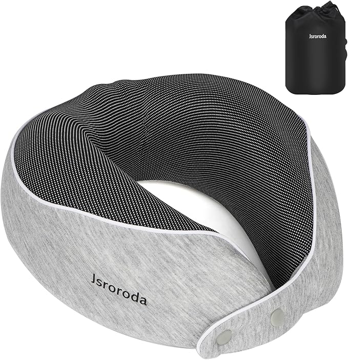 Travel Neck Pillow,Machine Washable,Pure Memory Foam,Good Support,Adjustable Neck Buckle Strap,Lightweight,Suitable for Travel and Sleeping in Multiple Scenarios Such as Airplanes and Cars