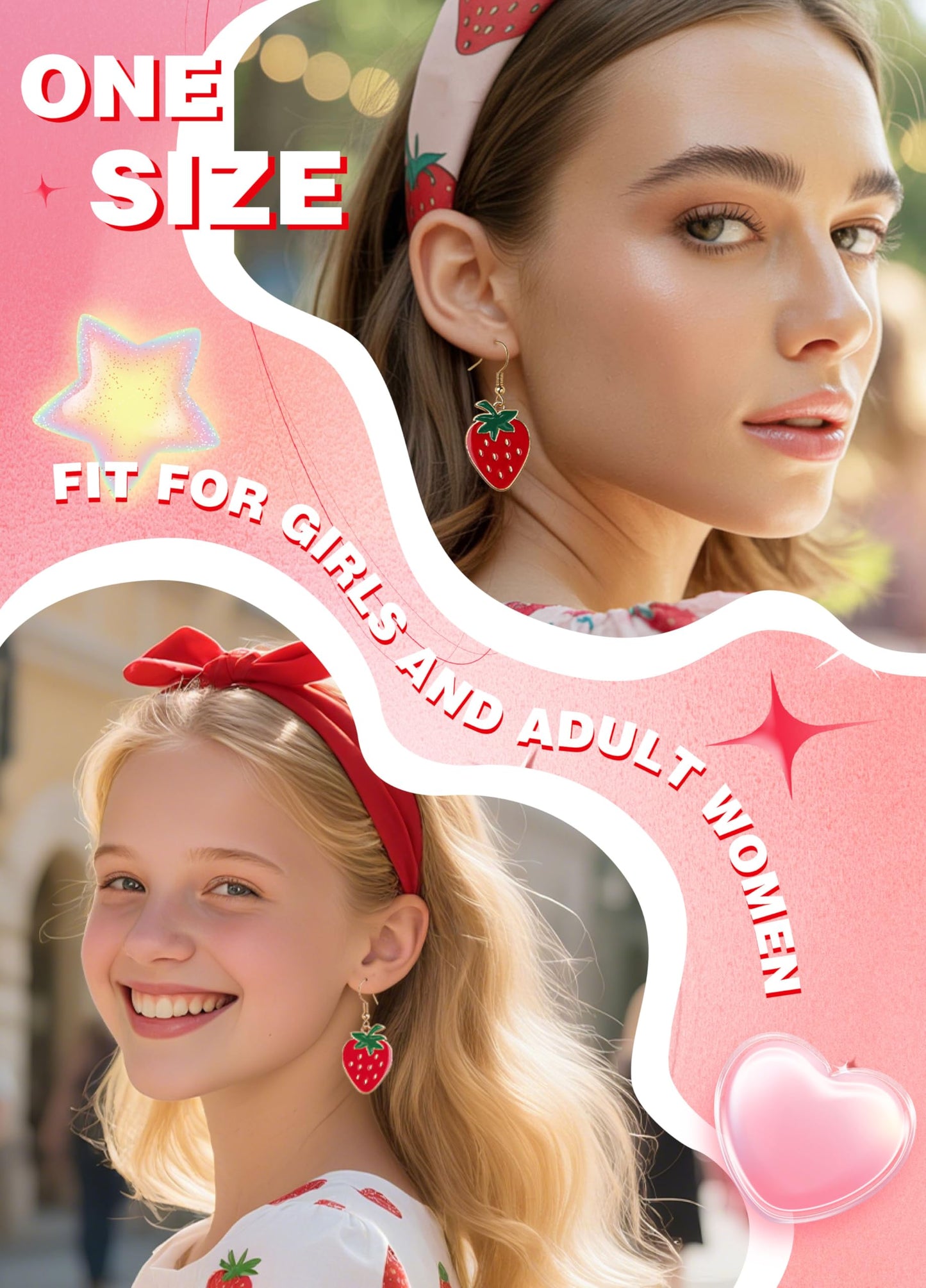 Strawberry Costume Women Accessories Strawberry Earrings for Women Cute Hat Socks Gift BFF