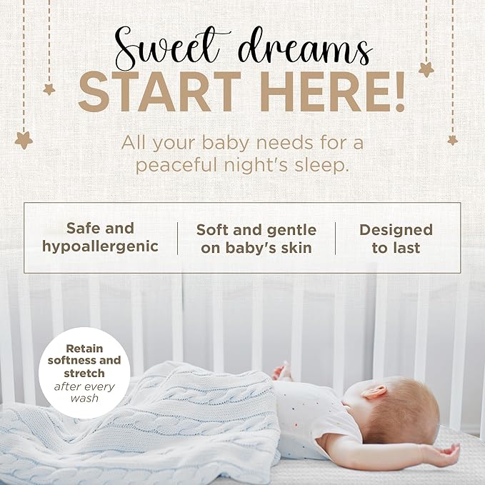 Bassinet Fitted Sheets - Compatible with 4moms MamaRoo Sleep Bassinet | 100% Organic Muslin Cotton - White + Grey | 30x18 (2 Pack)