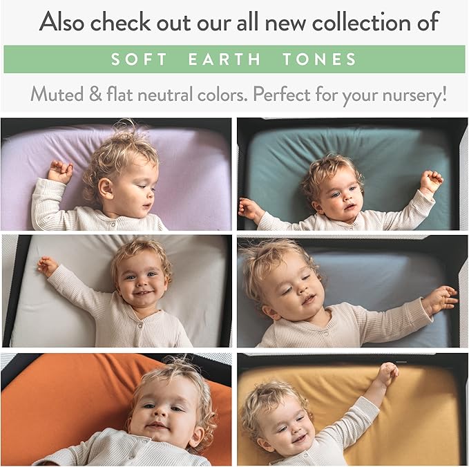 Pack and Play Sheets Fitted – Compatible with Graco Pack n Play Playard Crib and Other 27 x 39 Inch Playpen Mattress – Snuggly Soft 100% Jersey Cotton – Mustard Yellow + Burnt Orange – 2 Pack