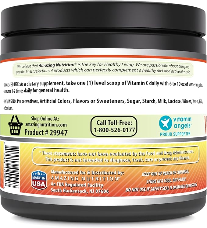 Amazing Formulas Vitamin C (Ascorbic Acid) 2 Lb Powder Supplement | Non-GMO | Gluten Free | Made in USA
