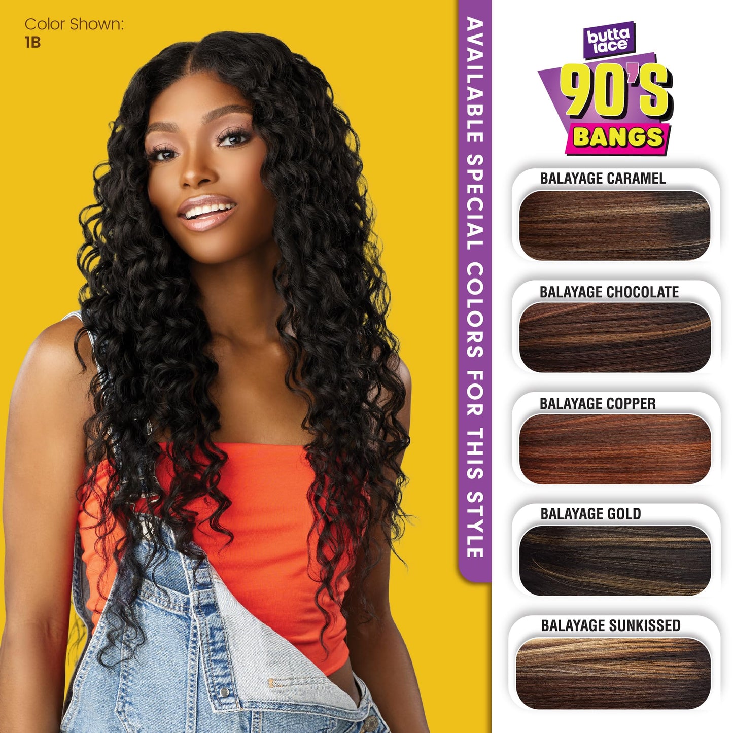 Sensationnel Butta Lace 90Sbangs Wigs - Unit 916 Glueless Wide Deep Center Part Synthetic Preplucked Hairline (BALAYAGEGOLD)