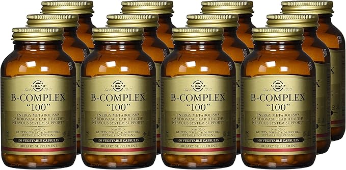 Solgar B-complex "100", 100 Vegetable Capsules - Heart Health, 100 Count (Pack of 12)