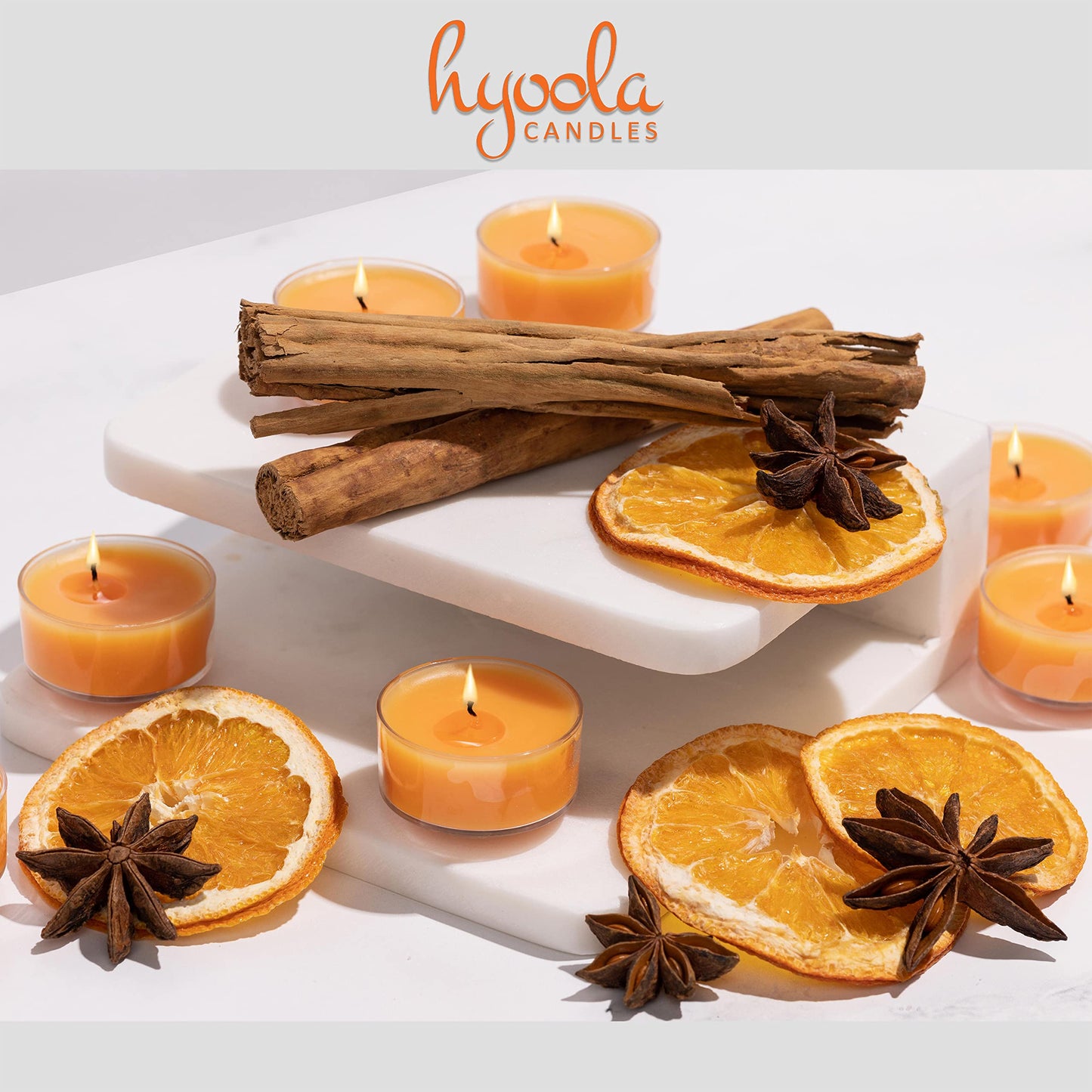 Hyoola Scented Tealight Candles - Winter Orange - 6 Hour Burn Time - 15 Pack - Clear Cup - 1.9 Inch