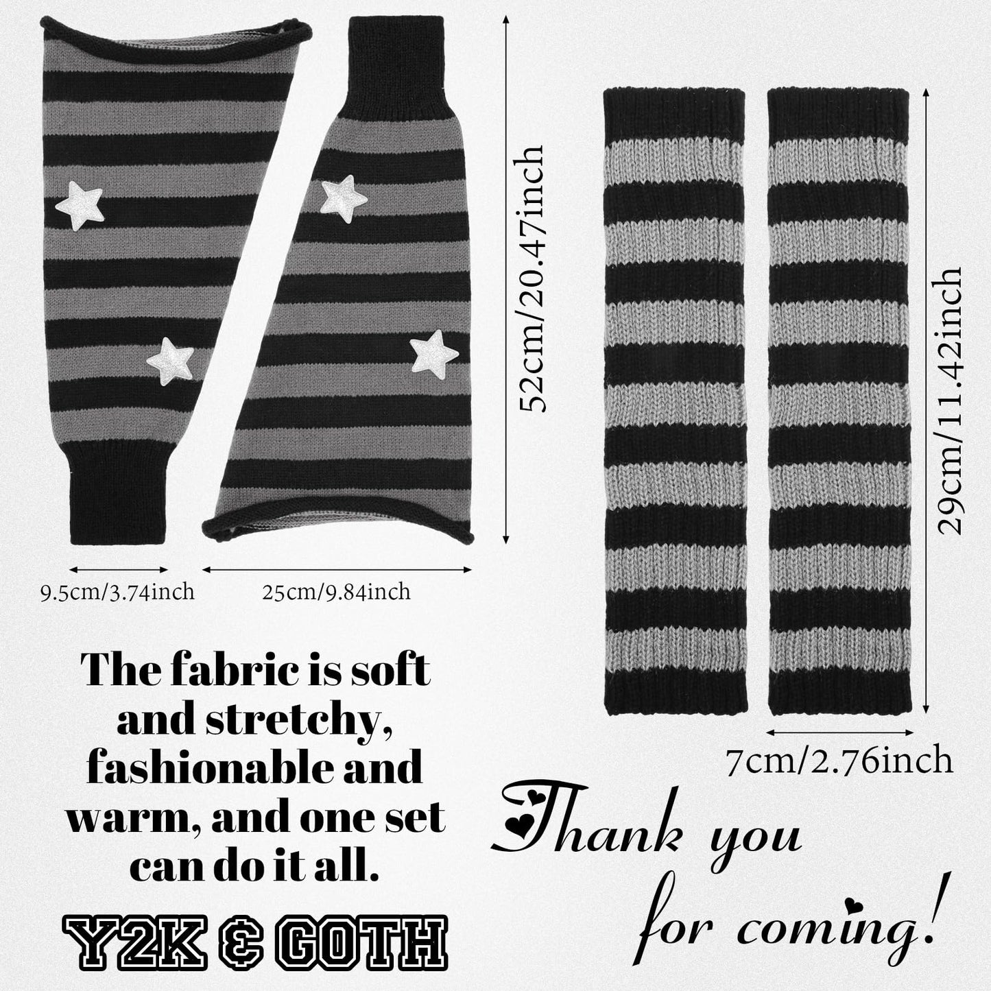 Jspupifip Y2K Leg Warmers for Women, Star Arm Warmers Streetwear Leg Cover Retro Stretchy Dance Accessories for Japanese Harajuke Cosplay Lolita Rave Festival, Anime Cosplay, Aesthetic Outfit