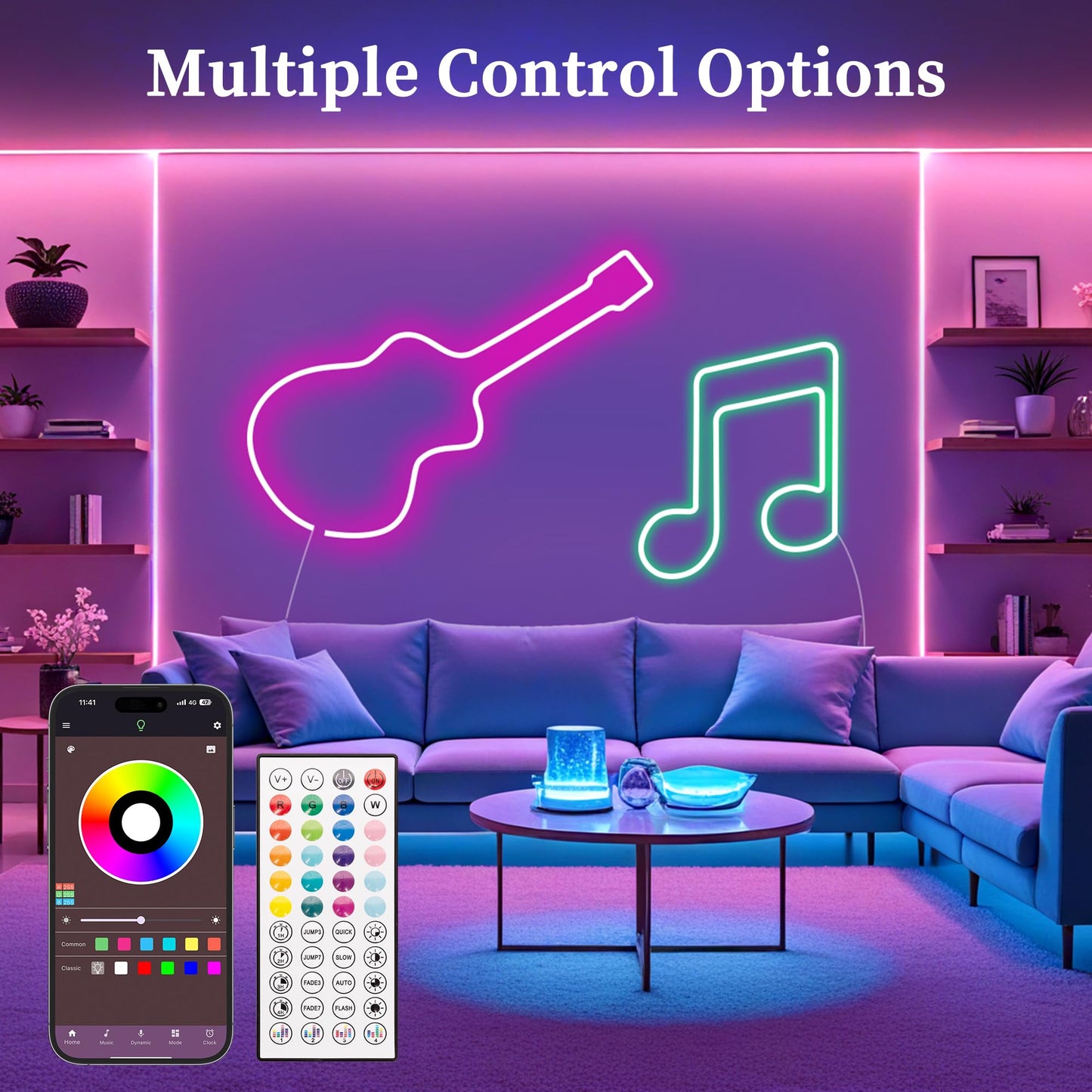 RIYO Neon Rope Lights - 32.8ft RGB LED Strip Lights, App & Remote Control, IP67 Waterproof, Multicolor, Model NL10M