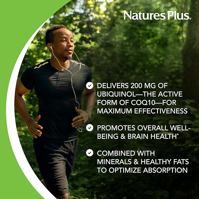 Natures Plus Beyond CoQ10-200 mg Ubiquinol - 30 Easy to Swallow Softgels - High Potency, High Absorption Supplement, Promotes Heart Health, Antioxidant - 30 Servings