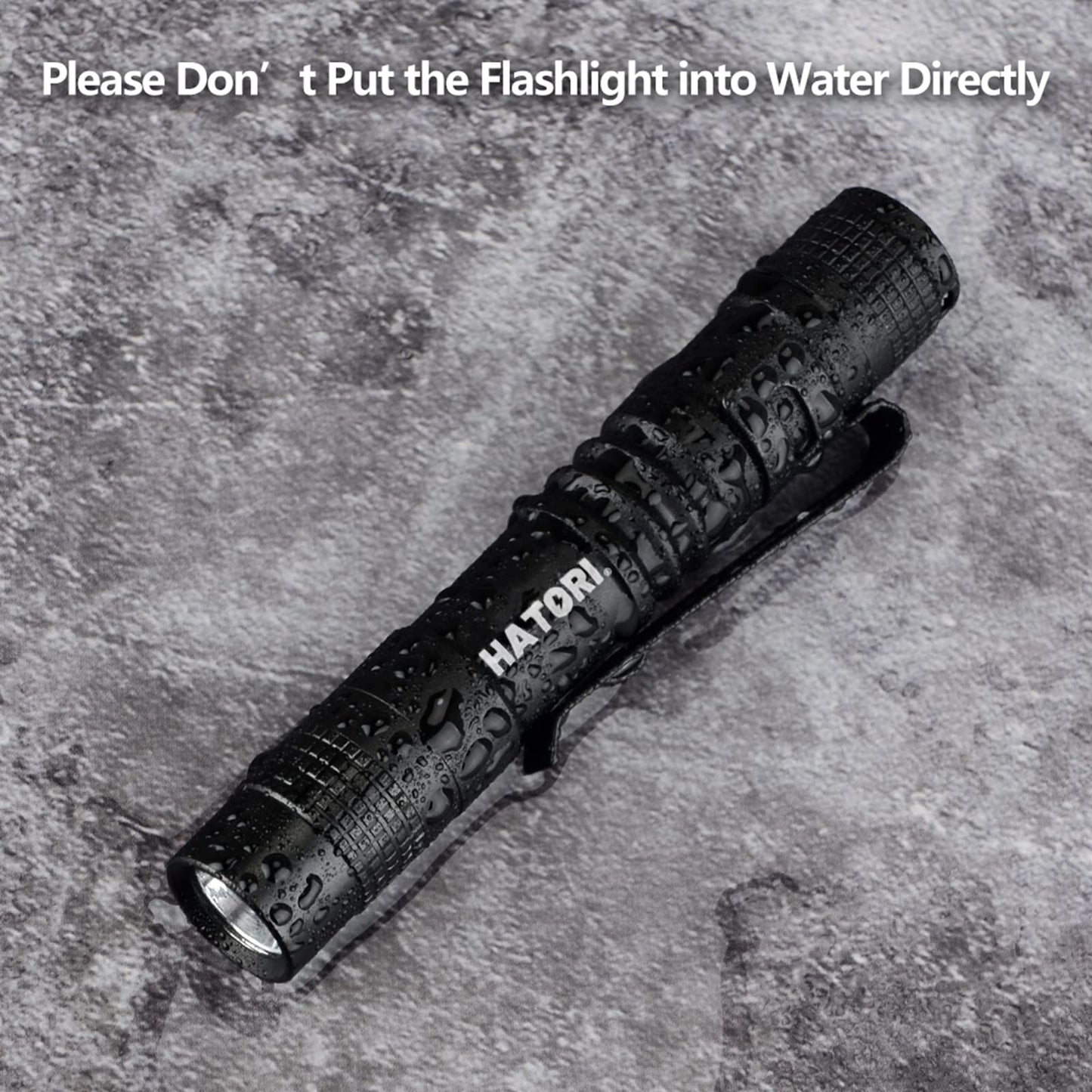 HATORI LED Mini Flashlight, Tactical High Lumens Pen Light, 4 Pack, 3.55 Inch, Black, Model SDT001, Aluminum Construction
