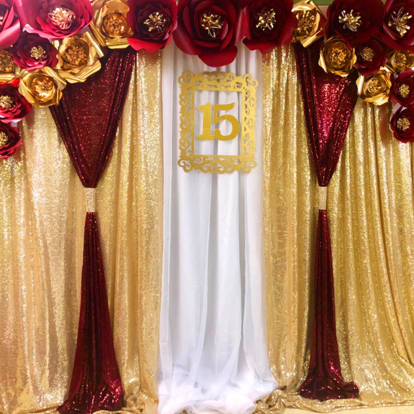 Jyflzq Burgundy Sequin Backdrop Curtains 2Ft X 8Ft 2 Panel Glitter Photo Booth Backdrops Sparkly Photography Background Drapes F