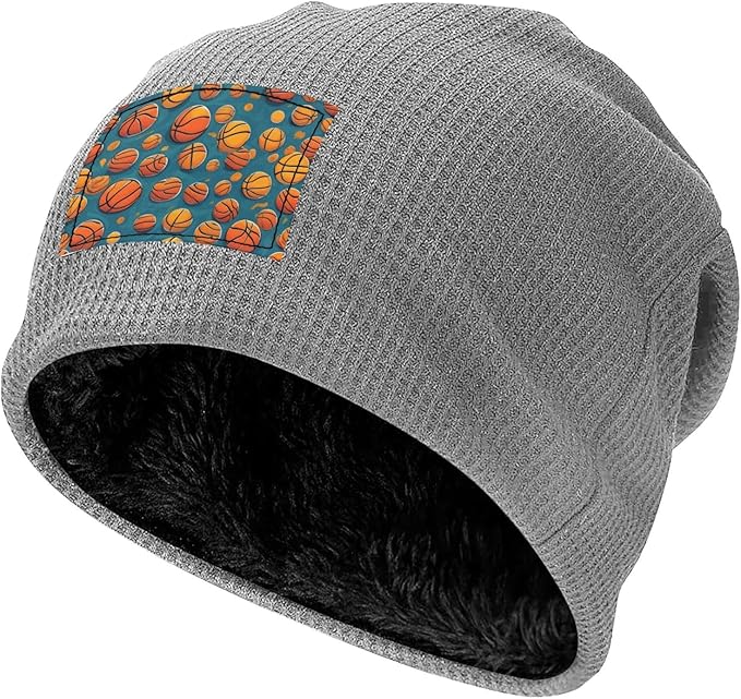 YANYU Basketball Print Lightweight Waffle Pullover Hat Men Women Winter Headwear Outdoor Camping Travel