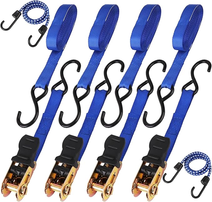 HORUSDY Ratchet Straps, 2,200 LB Break Strength, 4-Pack 15FT Ratchet Tie Down Straps Set for Motorcycle Straps Tie Downs, ...
