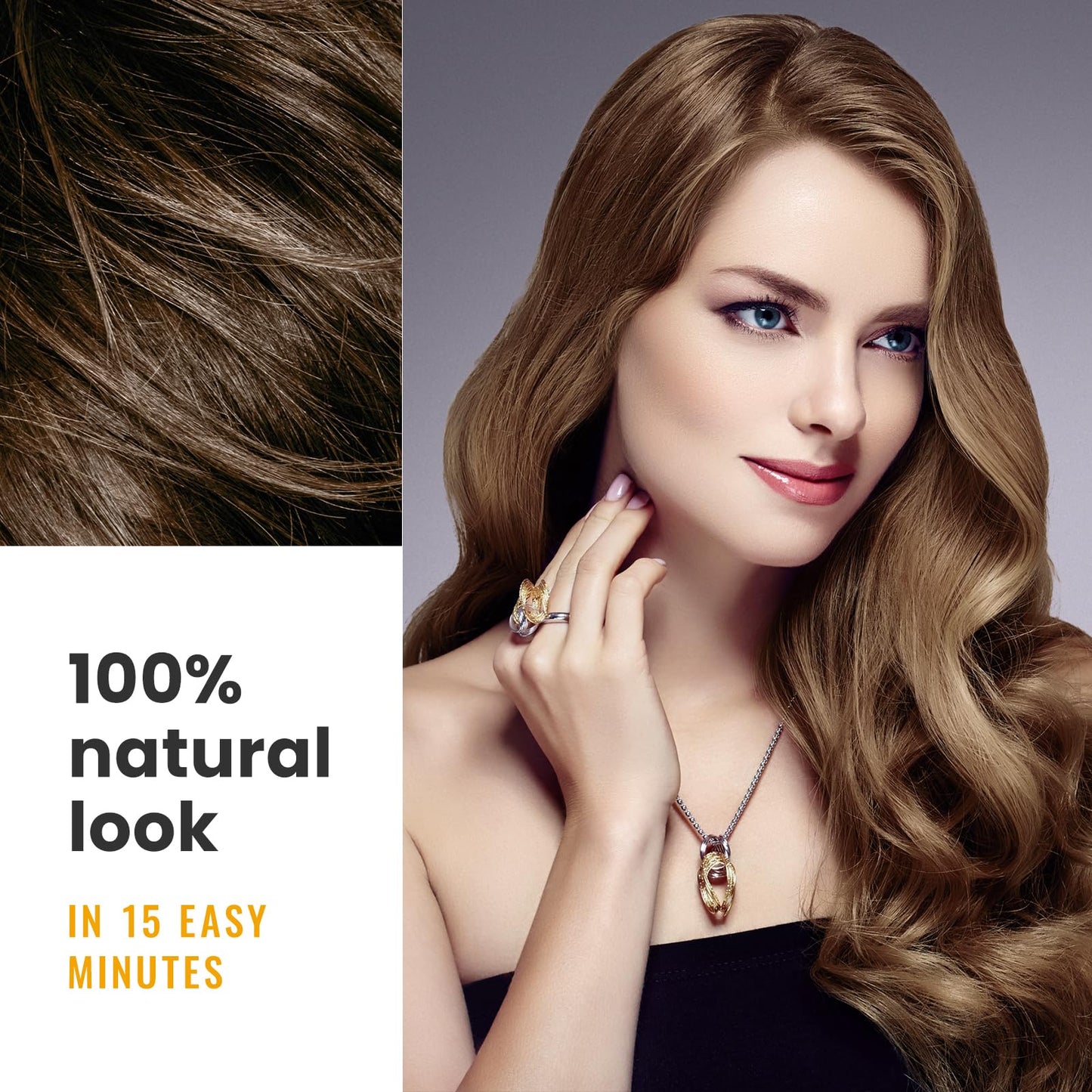 KINGMING Brown Hair Dye Shampoo 3 in 1 for Gray Hair, Hair Color Shampoo for Women Men Grey Hair Coverage, Herbal Ingredients Ch