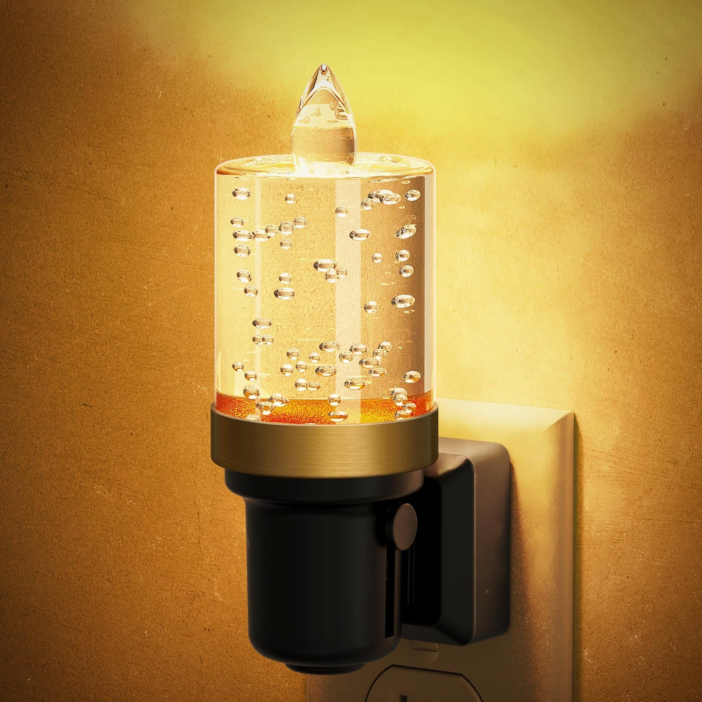 JandCase LED Night Light, Auto On/Off Sensor, Dimmable 0-100LM, 1 Pack, Amber Color
