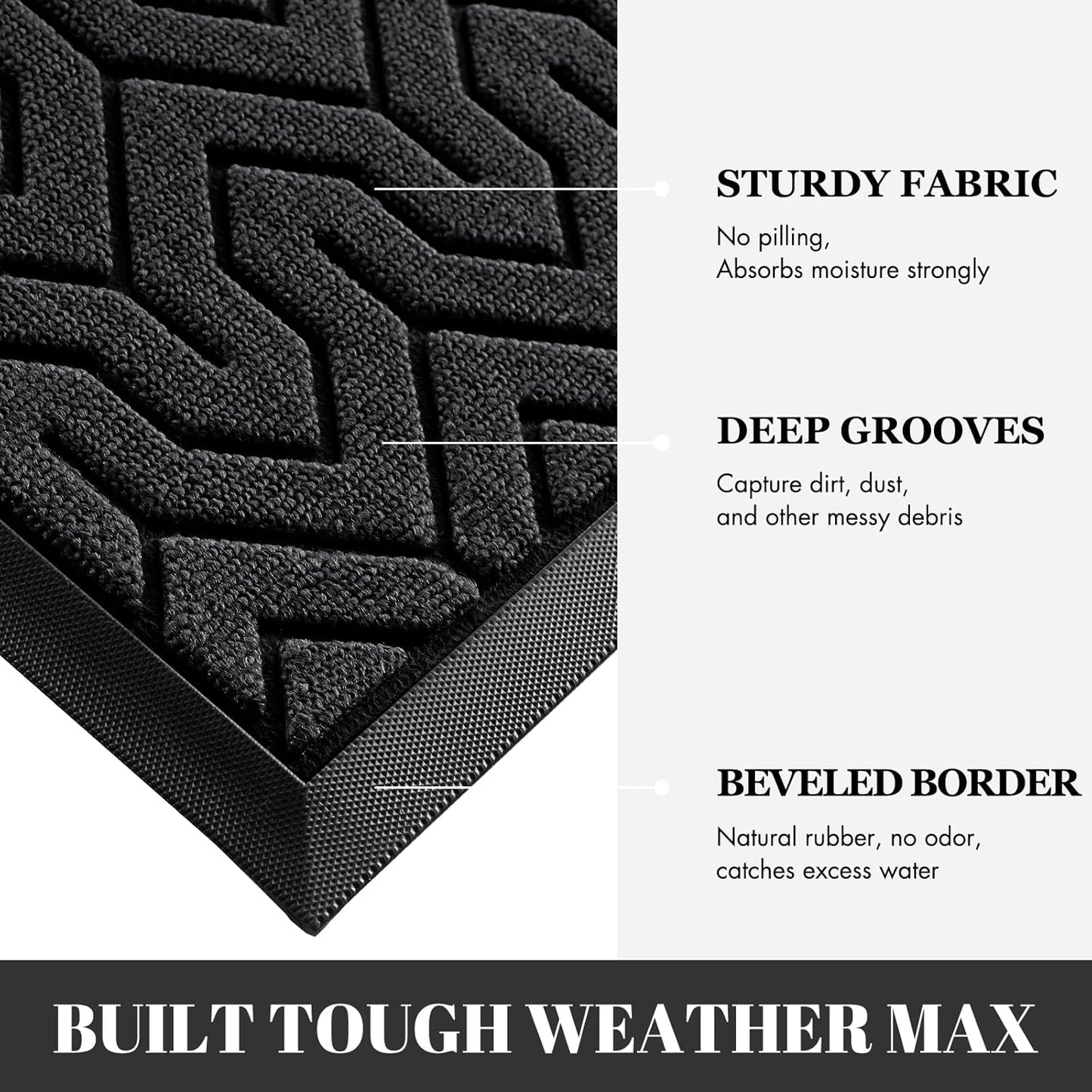 Yimobra 72x24 Indoor Outdoor Runner Rug, Heavy-Duty Entrance Mat for High Traffic Areas, Commercial Grade Welcome Door Mat, Easy Clean Black
