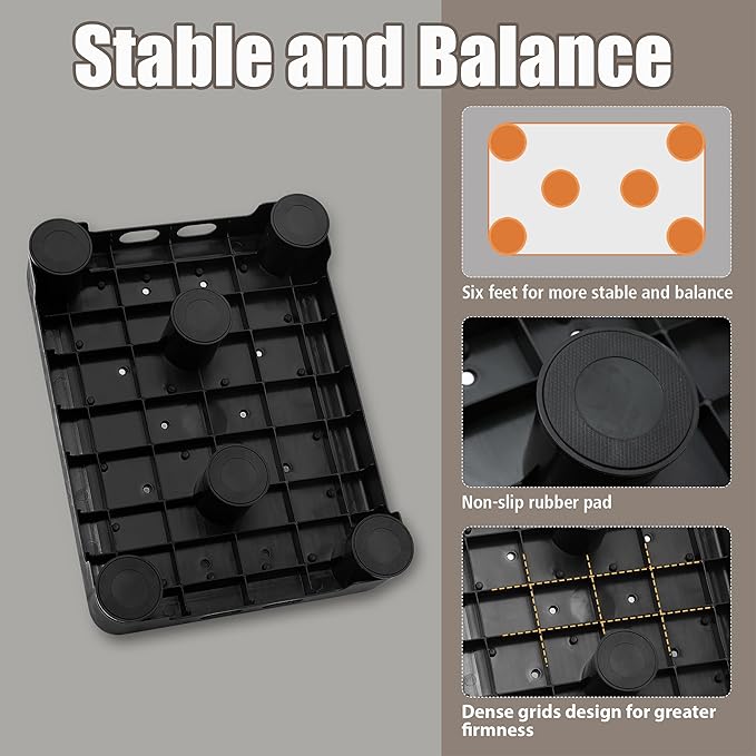 CHIKILLA Adjustable Step Stool for Adults Kids and Senior, Non-Slip Step Platform Indoor and Outdoor for Pregnant Woman, Portable Stair Assist for Kitchen Car Bedside and Shower, Black-Black, 3.4-5In