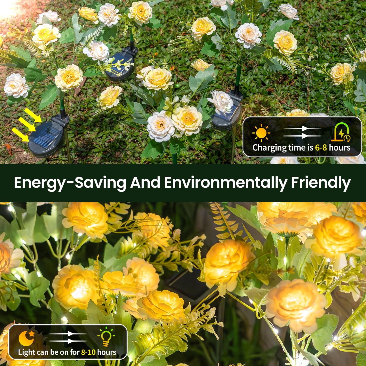 TopVelo Solar Garden Light 6 Packs, 42 LEDs Outdoor Solar Lighting with Hibiscus Flowers, Waterproof Outdoor Garden Light for Patio, Courtyard, Pathway Decoration