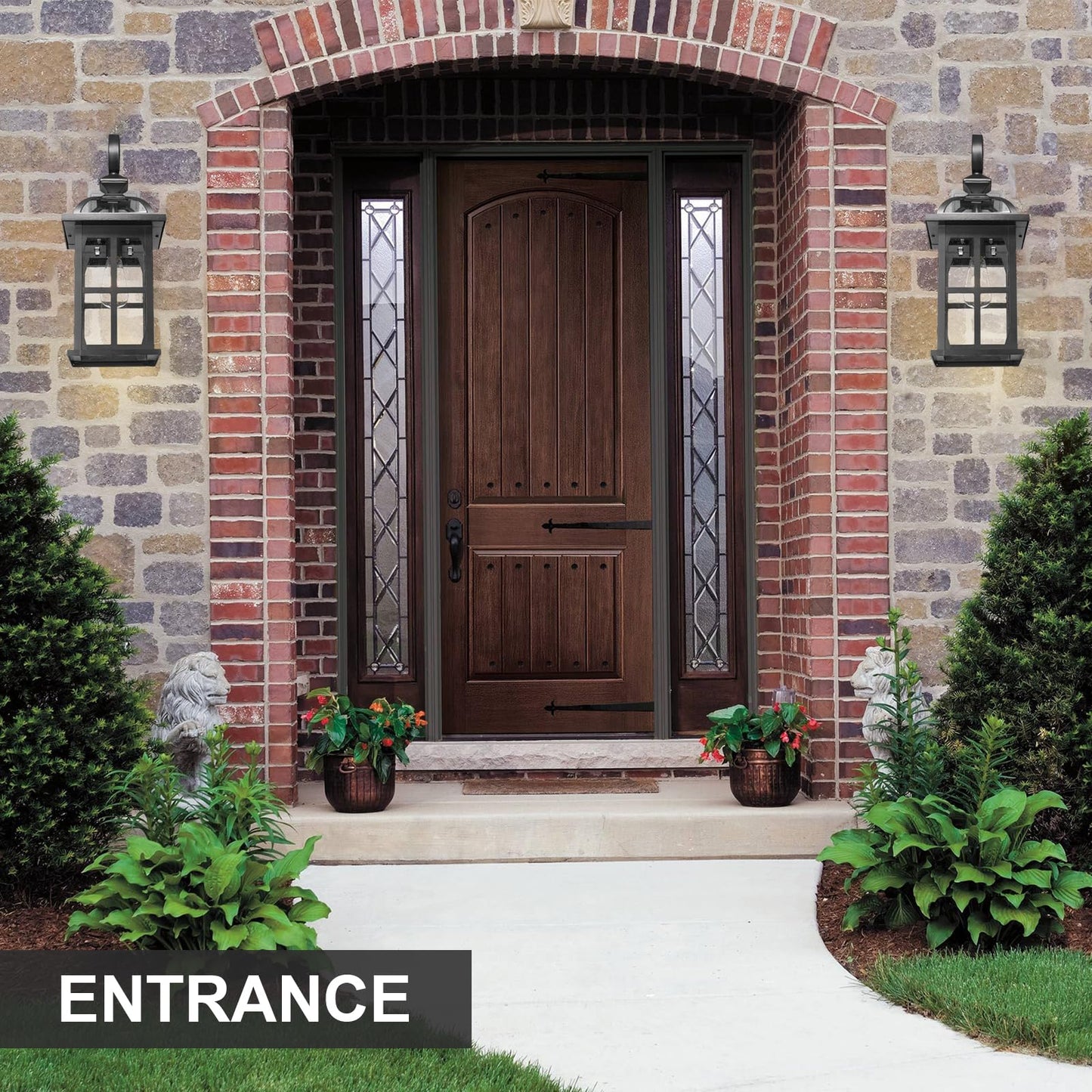 Darkaway Large Outdoor Wall Lights  22Inch Exterior Light Fixture With Seeded Glass  Aluminum Anti-Rust Outside Exterior Lights Sconces Lighting For House Porch Yard Hallway Doorway Garage