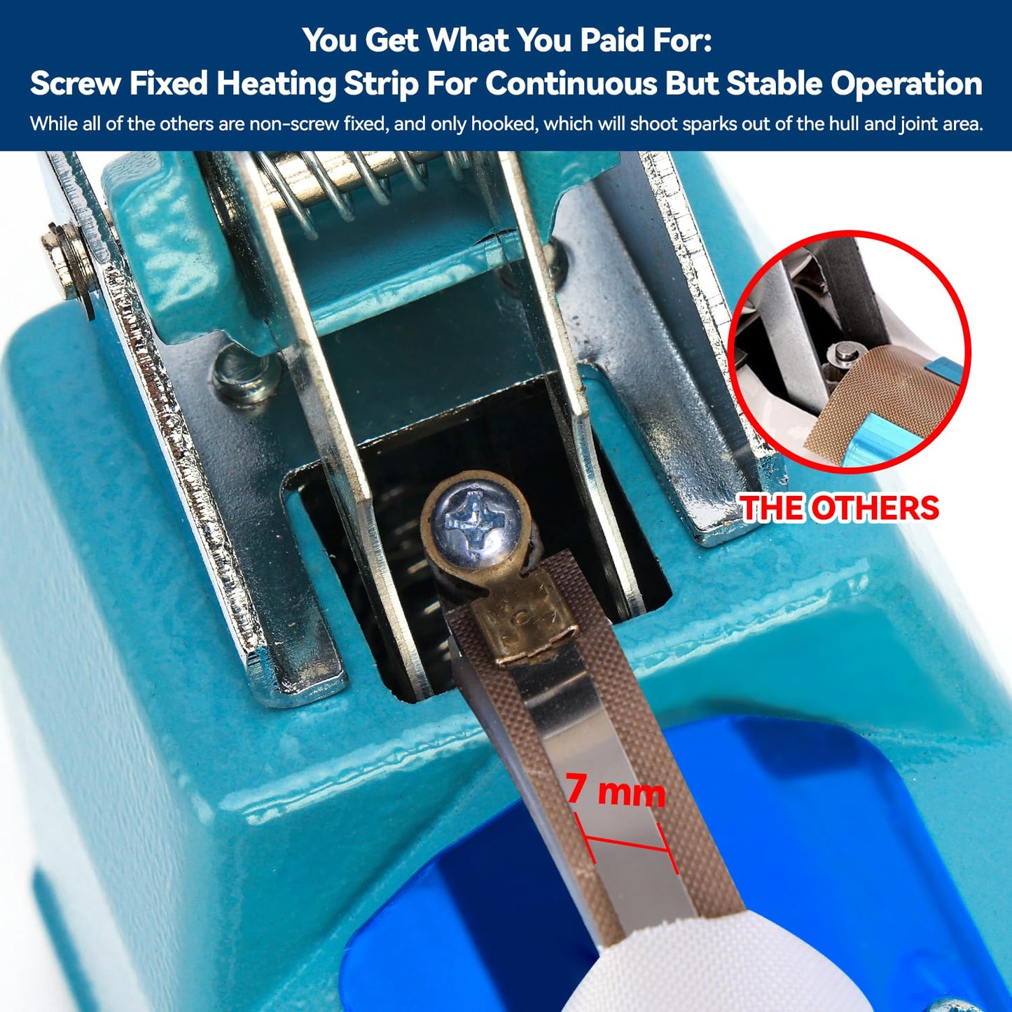 LinsnField Sealer Pro, Patented 12inch Impulse Heat Bag Sealer, 7mm Sealing Width Poly Bag Seal Machine, 2 Replacement Kits 2 Fuses Included, Blue