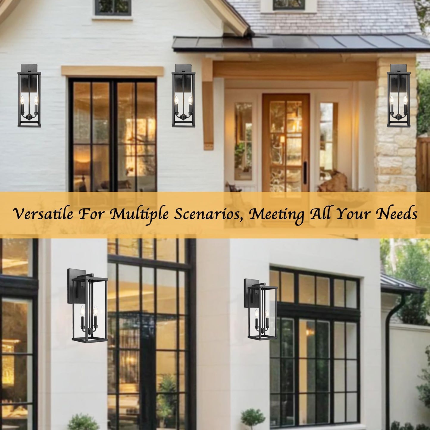 Bestshared Outdoor Wall Sconce Lights  20 Inch Tall Exterior Wall Lighting Fixtures With Clear Glass  Anti-Rust Modern Black Outside Lantern Lamp For House Front Porch Patio (Black  20-1 Pack)