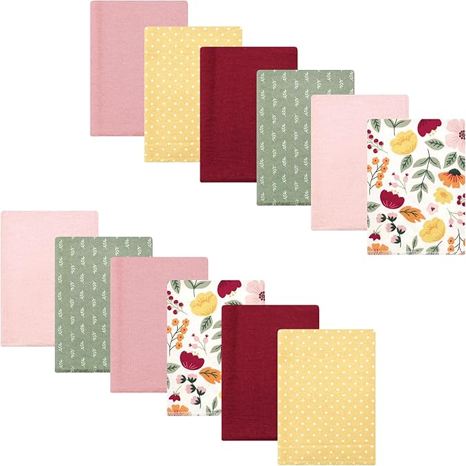 Luvable Friends Hudson Baby Flannel Burp Cloths 12pk, Autumn Floral