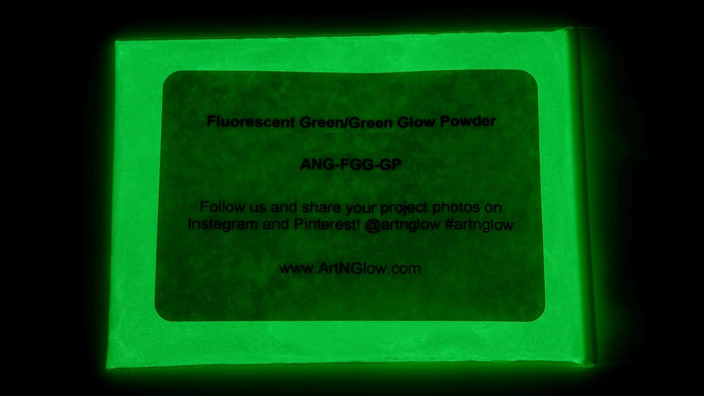 Glow in The Dark Pigment Powder - Neutral and Fluorescent Color for Art Painting, Fine Art, Nail Art Paint, and DIY Crafts - Long Lasting 10+ Color Options - Fluorescent Green - (30 Grams/1 Ounce)