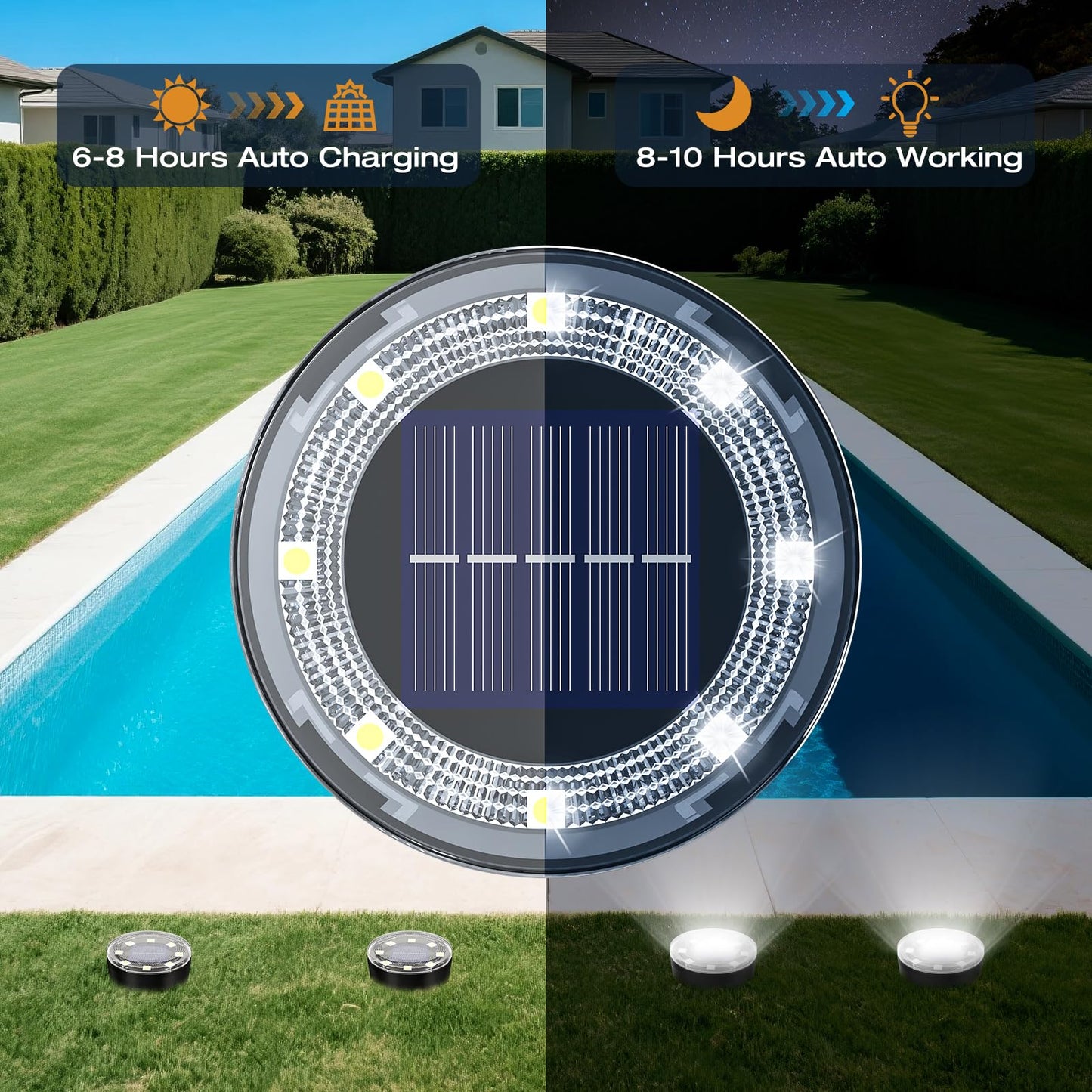 Vighep Mini Solar Ground Lights  2 Pack Solar Lights Outdoor Waterproof  Upgraded Led Flat Landscape Lighting For Outside Pathway Garden Patio Yard Driveway Cold White