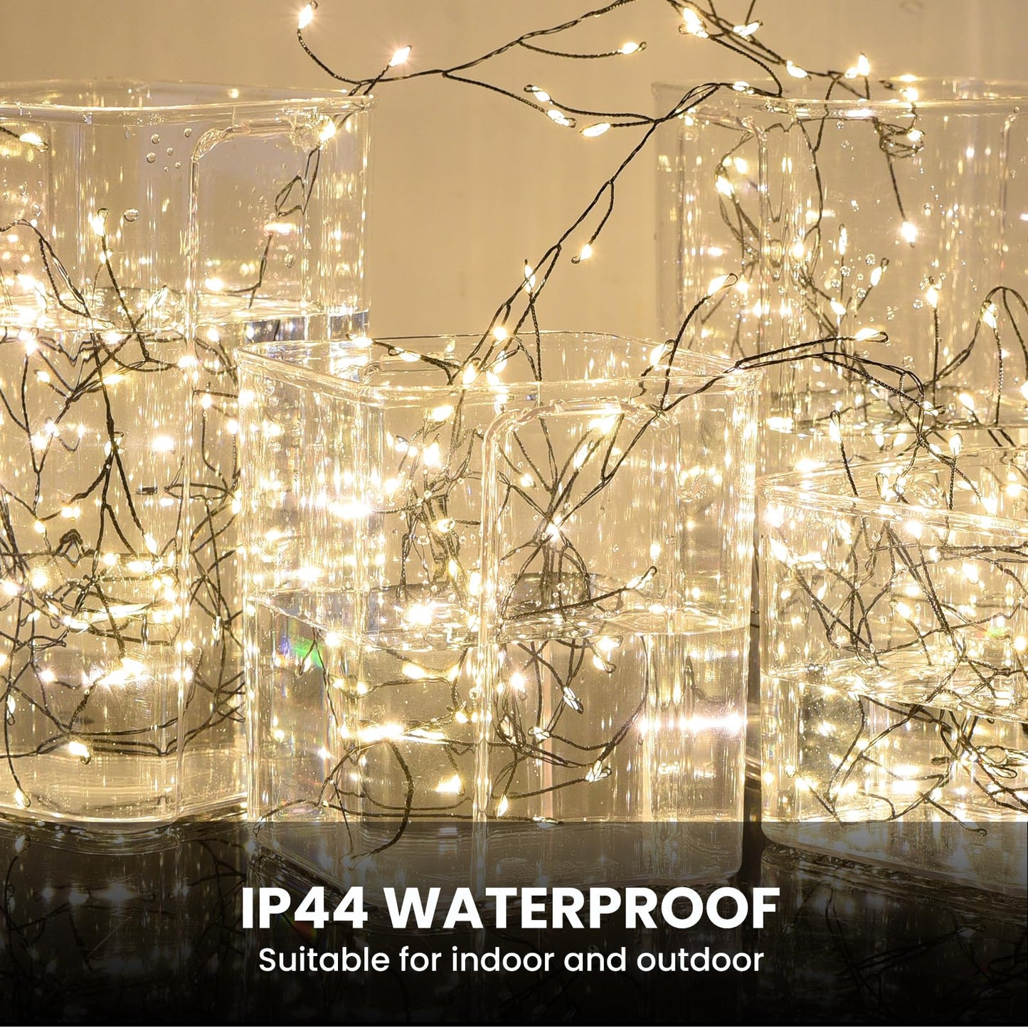 Dailyart Fairy Lights Plug In  2000 Led Twinkle String Light With Remote 130Ft Waterproof 8 Modes Warm Cluster Lights With Timer For Bedroom Wreath Window Wedding Christmas Tree Decoration Black Wire