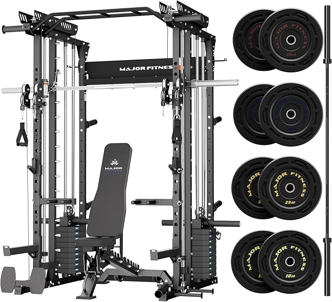 Major Fitness Drone MAX V Smith Machine with Weight Stacks, All-in-One Home Gym Squat Rack--2500LB Capacity, Dual LAT Pul...