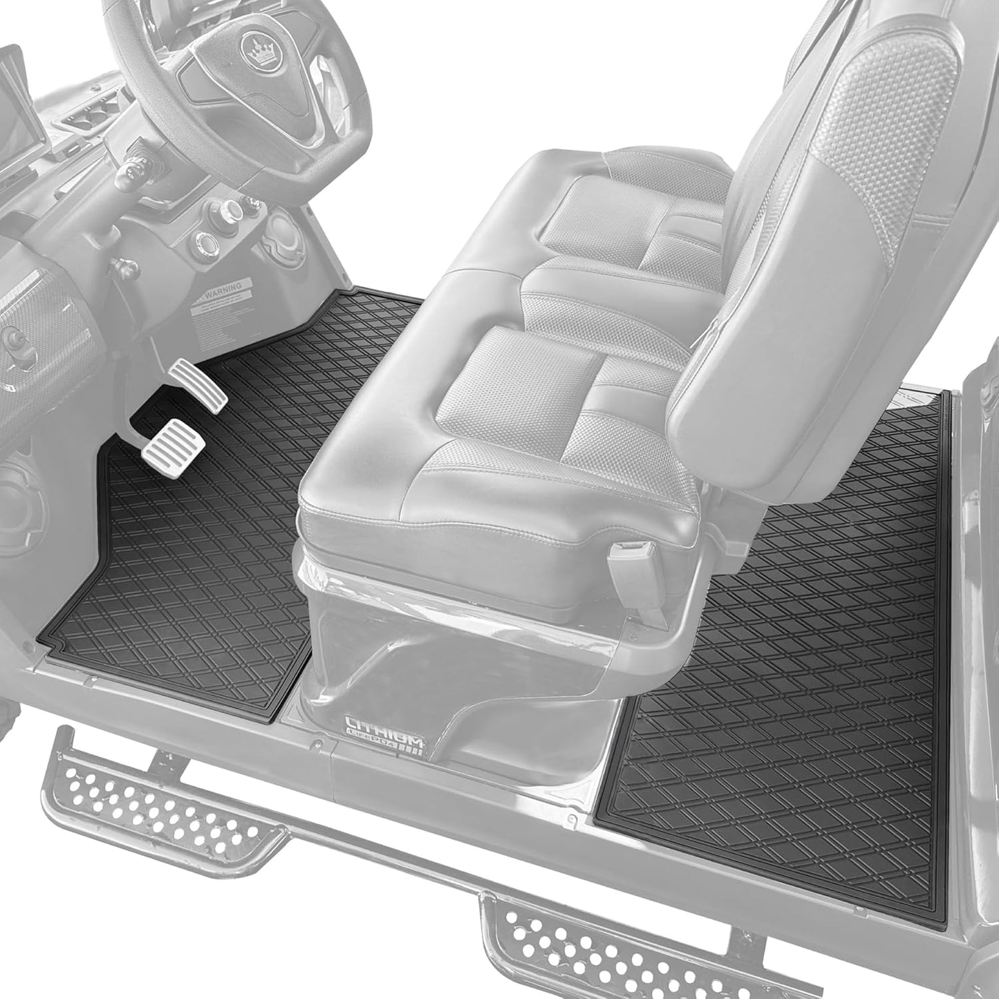 Xtreme MATS Evolution D5 Golf Cart Floor Mat Set- Rubber Double Diamond Design - Fits DMAX, GT 4 & 6, D5 4F (4 Forward Facing) Including Evolution Maverick and Ranger Trims (All Black)