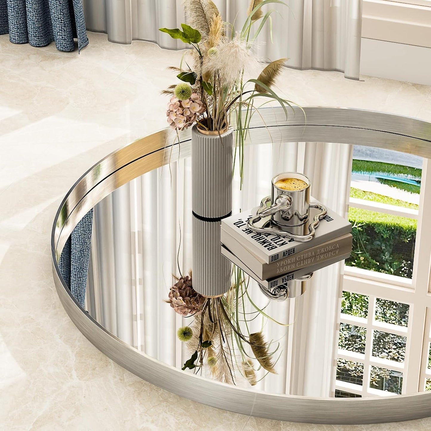 30 Inch Round Bathroom Mirror - Wall Mounted Circle Mirror with Metal Frame, Modern Mirror Suitable for Bathroom, Vanity, Entryway, Living Room, Wall Decor,Silver