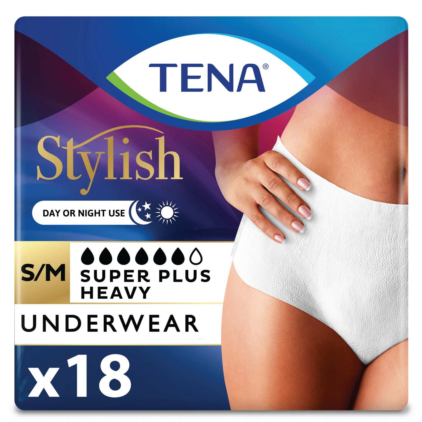TENA Incontinence Underwear for Women, Super Plus Absorbency, Small/Medium, 18 Count
