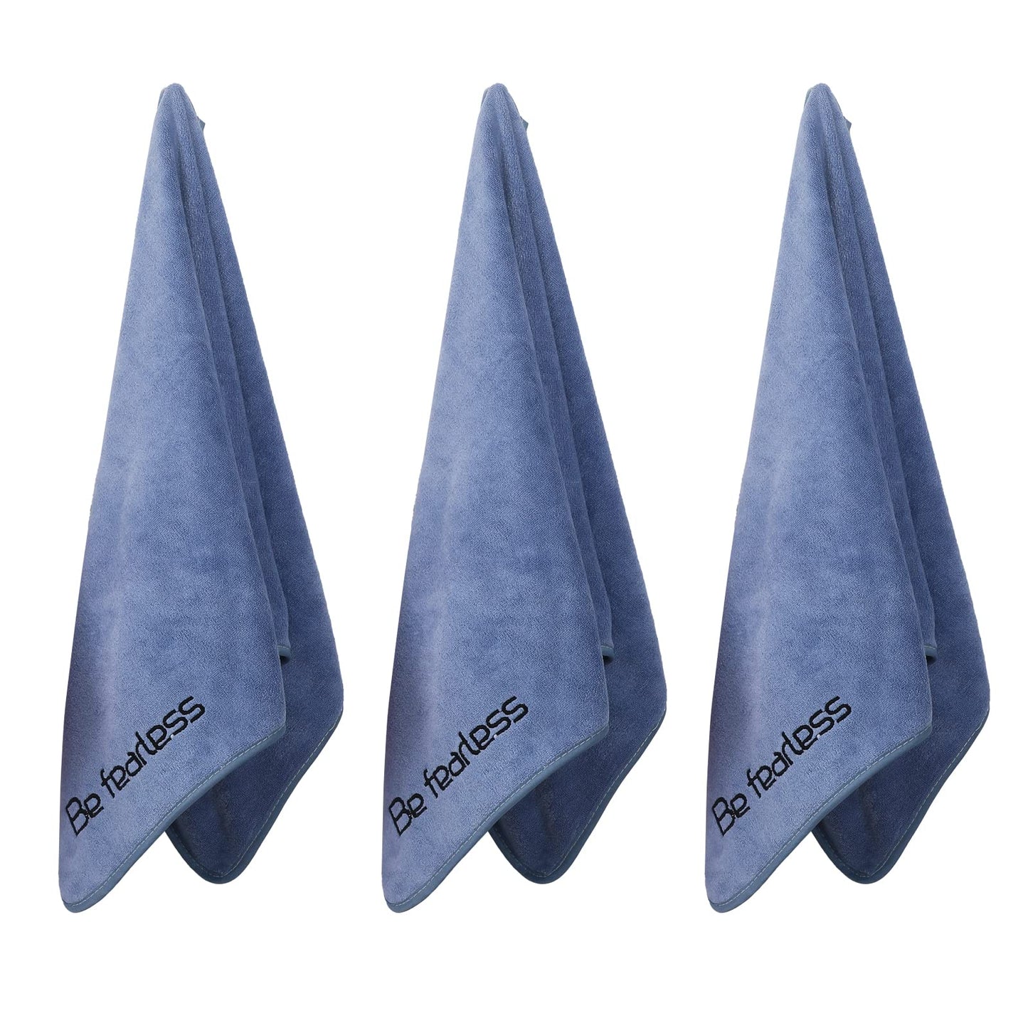 Wuwahold Microfiber Gym Towels Bigger Size Super Soft for Exercise Fitness, Sports, Workout, 380-GSM 15-Inch x 31-Inch Quick-Drying Towels (3 Pack, Blue)