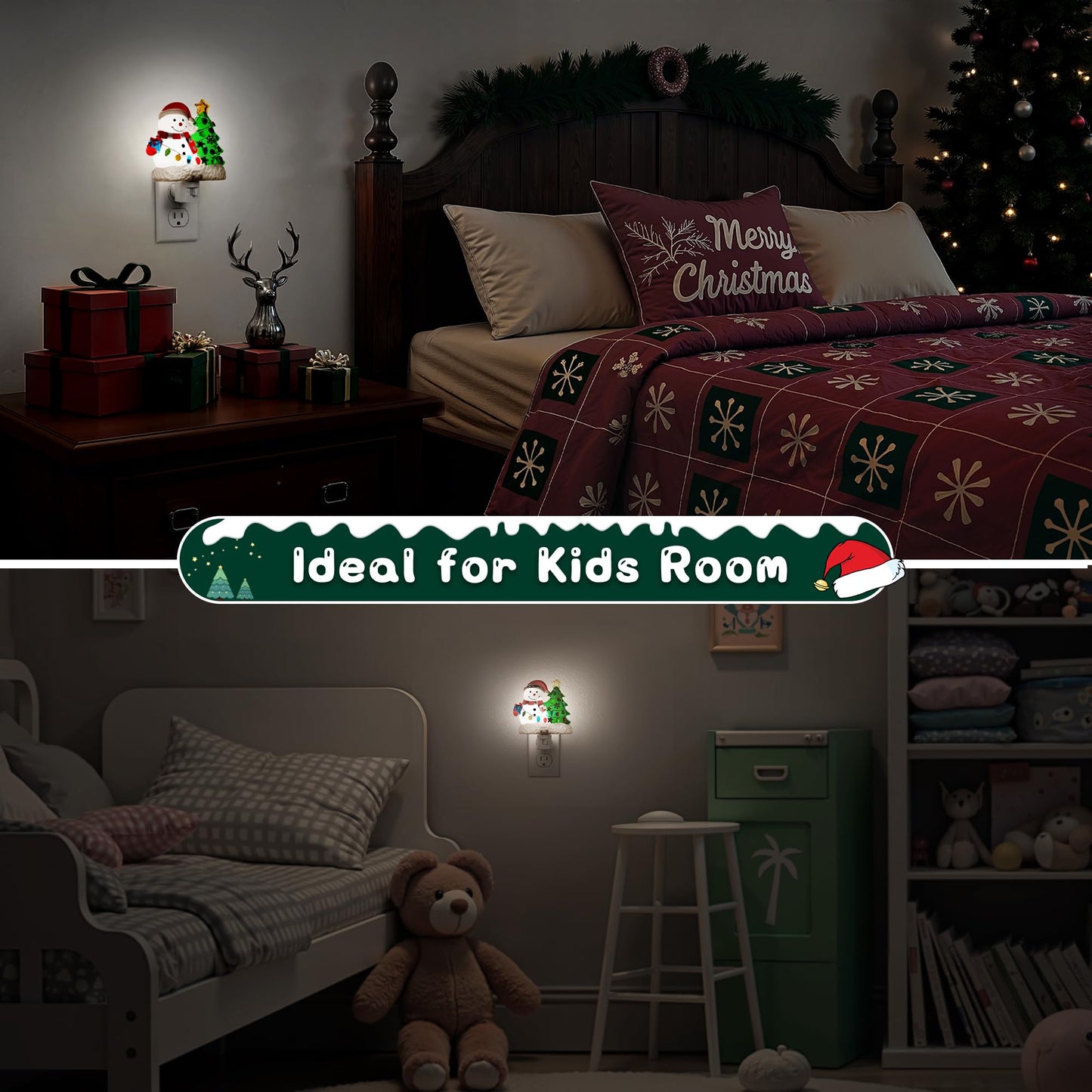 L Lohas Led Christmas Night Lights Plug Into Wall  5000K Daylight  360?Rotatable Christmas Tree & Snowman Nightlight  Night Light For Kids  Ideal For Christmas Home Decor  1 Pack