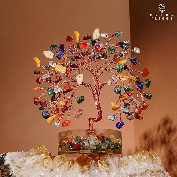 7 Chakra Tree Gifts for Women, Handmade Crystal Tree of Life for Positive Energy, Money, Good Luck, Reiki Healing, Christmas Home Decor, Office Desk Decor, Unique Birthday Gifts for Mom, Sister