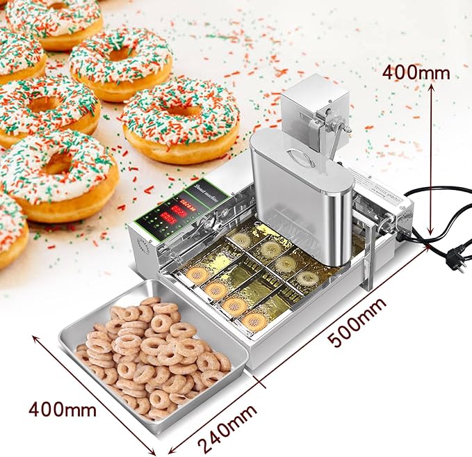 Commerical 4 Rows Mini Donut machine, Donut maker machine,Stainless Steel Donut Making Machine, Auto Donut Maker, Mini Donut Machine,Large Capacity 1750pcs /h