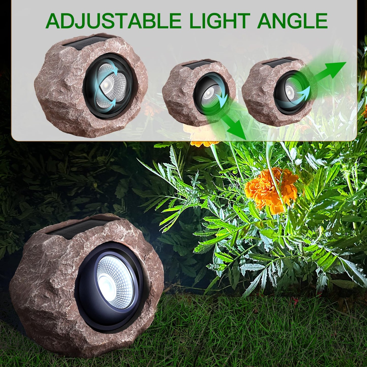 Timeflies Solar Rock Lights - Super Bright Ip65 Waterproof Outdoor Spot Lights, 1 Pack, Resin, Auto On/Off For Gardens & Patios