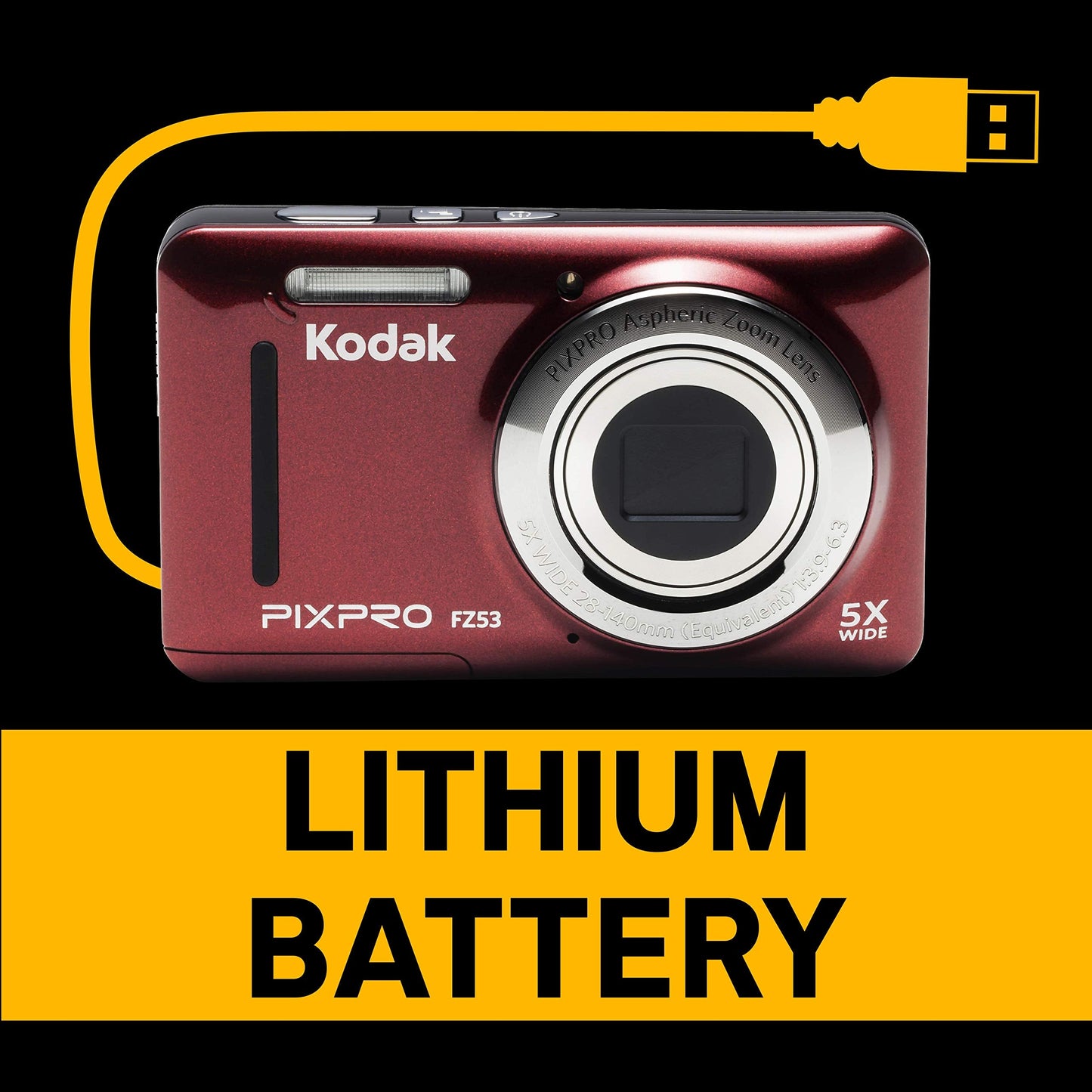 Kodak Pixpro Friendly Zoom Fz53-Rd 16Mp Digital Camera With 5X Optical Zoom And 2.7 Lcd Screen (Red)