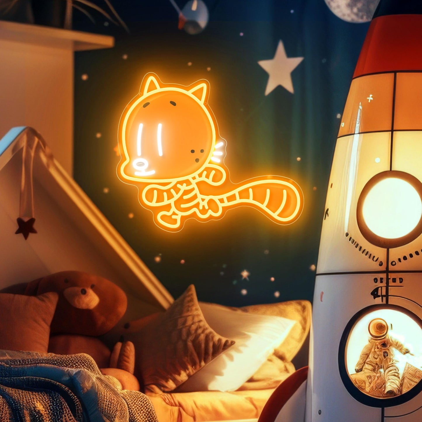 Officially Licensed Cat Kid Uv discomfort-reducingted Led Neon Light - Inspired Wall Art  Vibrant Kids Room Decor  Superhero-Themed Night Light  Gift For Dog Man Book Fans (15 * 12.8)